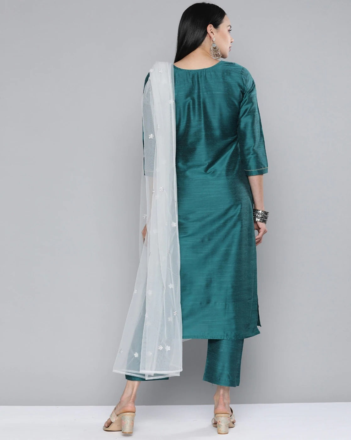 Buy Ivory Panelled Tunic and Cigarette Pants by Designer ANJU & HARLEEN  Online at Ogaan.com
